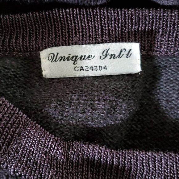 Chenille Sweater L Embroidered Circles Pullover Long Sleeve Dark Gray - Picture 5 of 5